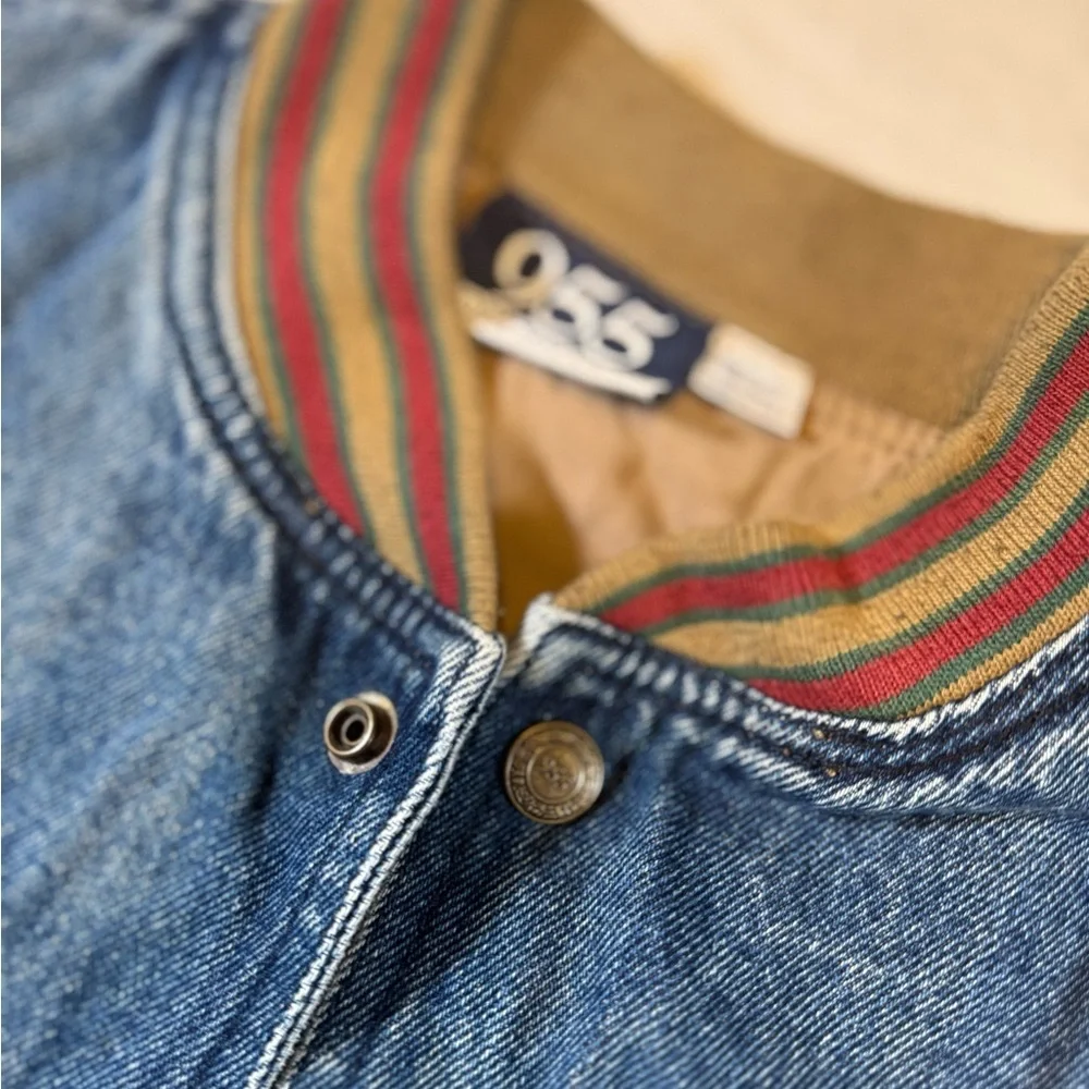 Rare Vintage 955 Originals Denim and Tan Varsity Jacket - Picture 3 of 12